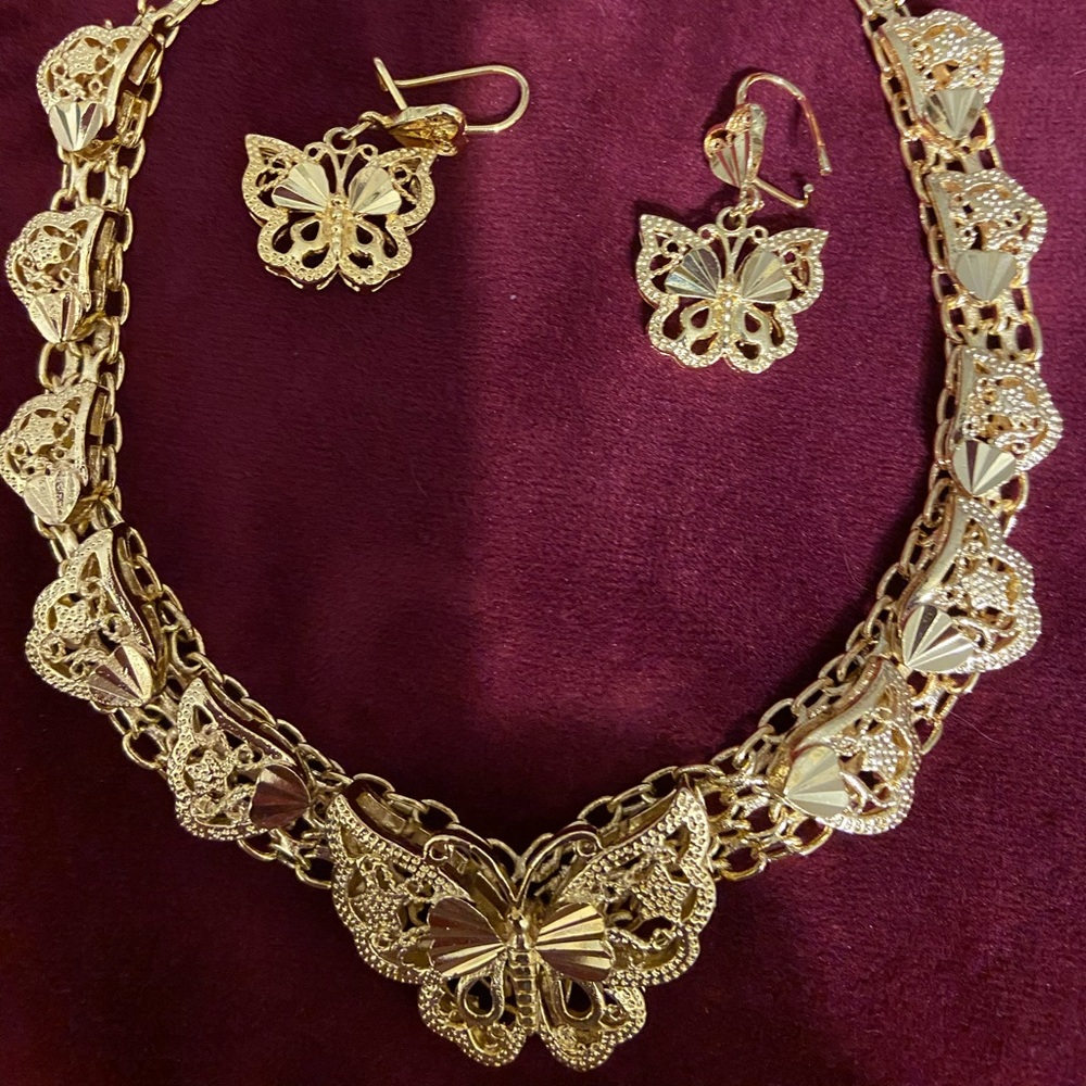 Butterfly  and butterfly wings Bib Necklace